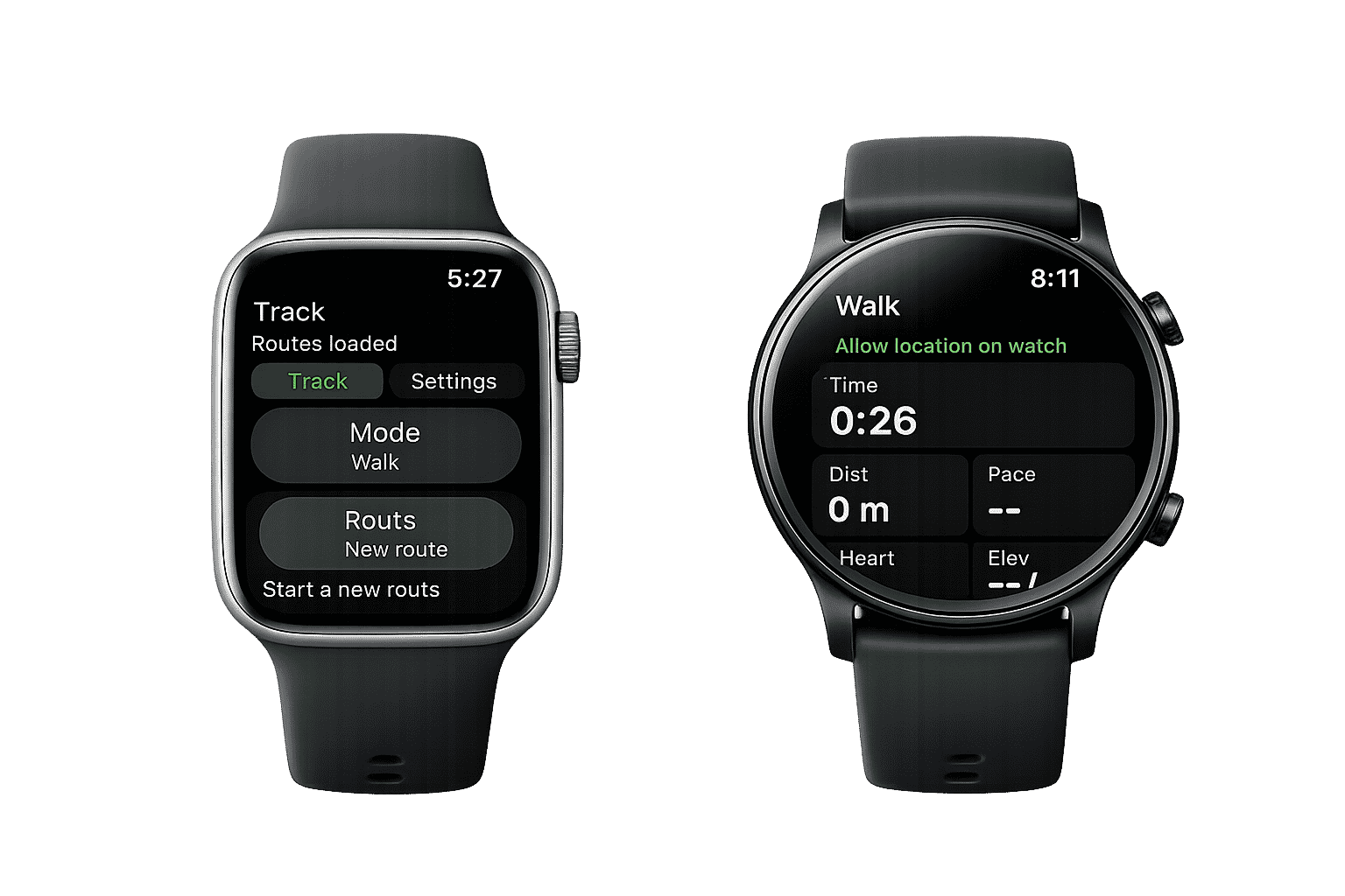 WalkRideGo watch activity